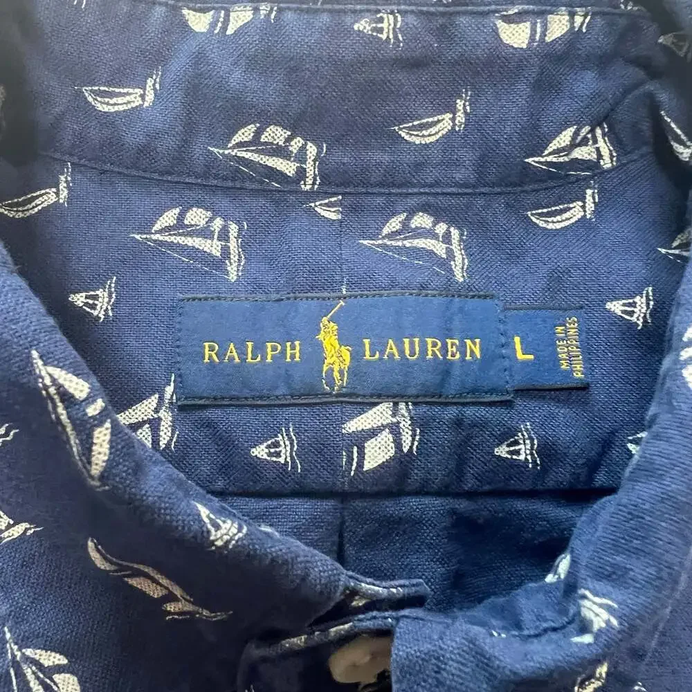 Polo Ralph Lauren Short Sleeve Button Down Shirt w All-Over Sailboat Print Large
